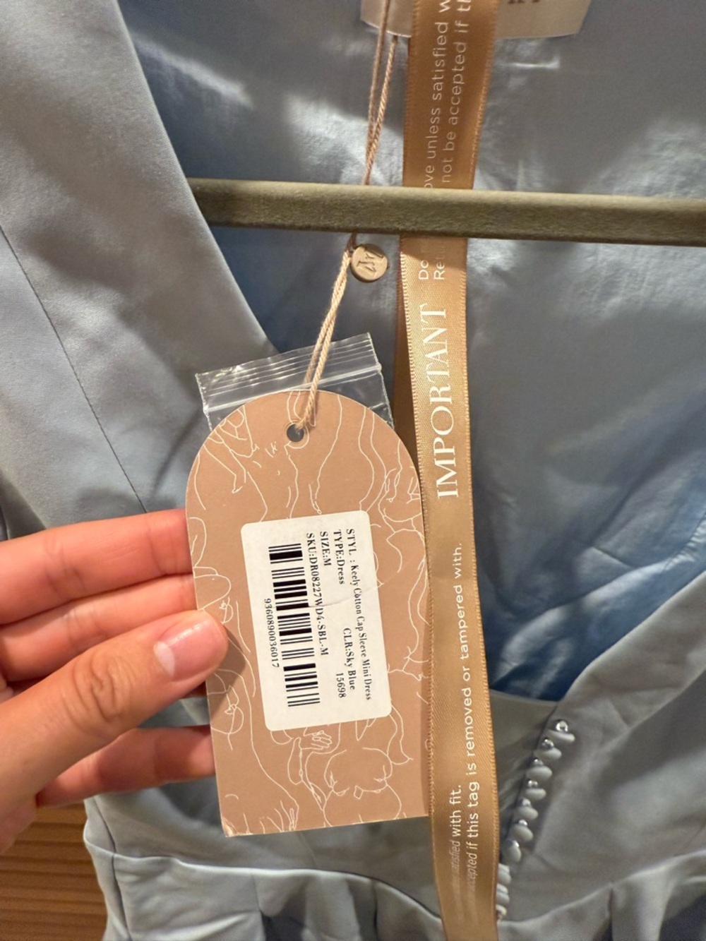 Meshki Pale Blue V-Neck Mini Dress - Picture 3 of 3